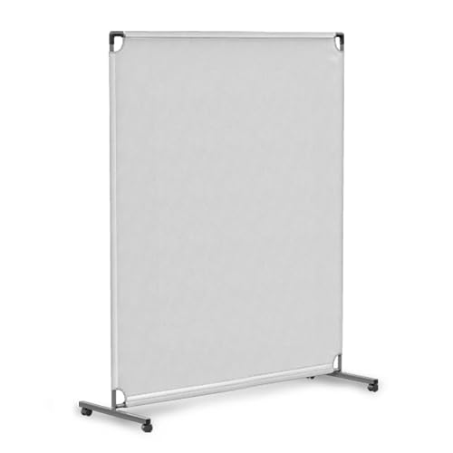Steel-AID 50-inch Rolling Privacy Room Divider - Freestanding Office Wall Partition with Non See-Through Blackout Screen - Sturdy & Durable Iron Frame - Rolling Wheels - Black, White, Gray & Blue - color: White