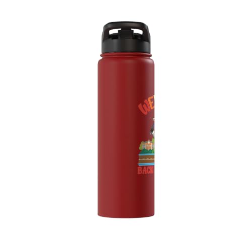 Welcome Back To School Cute Goat Student Boys Girls Kids Stainless Steel Insulated Water Bottle - color: Red