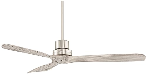 52" Delta DC Nickel and Gray 3 Blade Indoor Ceiling Fan with Remote | Wing Style Modern Silver Wood Damp Rated for Patio Exterior House Home Porch Gazebo Garage Barn 6" - size: Includes 6" Rod