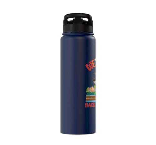 Welcome Back To School Cute Goat Student Boys Girls Kids Stainless Steel Insulated Water Bottle - color: Navy Blue