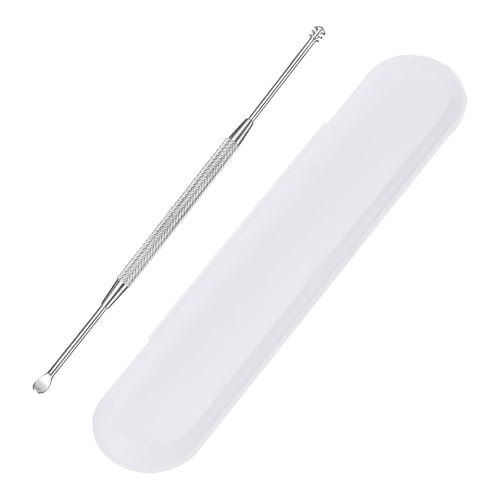 Steel Ear Pick Earwax Remover Spoon Ear Scraper Scratcher Ear Cleaner with Storage Box, 304 Stainless | Ear Cleaner Scraper Ear Spoon, Reusable, Smooth Tip, Fits Storage Case, Silver