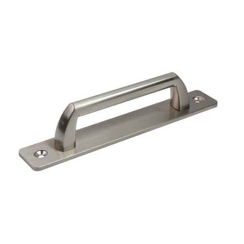 Sliding Barn Door Handle, 5"(127 mm) Hole Center, 2PCS(Silver) | Gate Handle Aluminium Alloy Closet Door Handles with Plate,Total length 6 inch Door Pull Handle - color: Silver