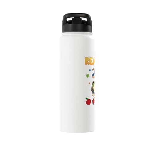 Ready To Learn Goat Student Back To School Kids Boy Girl Stainless Steel Insulated Water Bottle - color: White