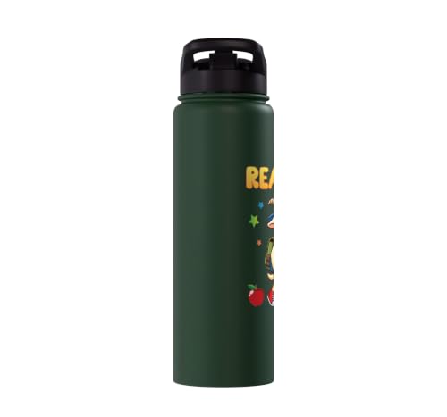 Ready To Learn Goat Student Back To School Kids Boy Girl Stainless Steel Insulated Water Bottle - color: Dark Green