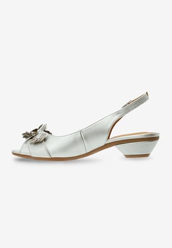 Comfortview Women's Wide Width The Rider Slingback - color: Silver, size: 8.5