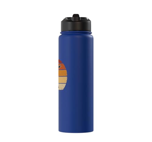 Dabbing Goat Funny Farm Animal Kids Retro Sunset Cool Stainless Steel Insulated Water Bottle - color: Royal Blue