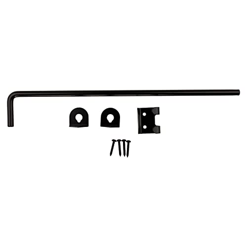 National Hardware Cane Bolt Door Latch, 1/2 in x 18 in, Steel, Black | Variable Bolt Throw Drops Into Ground or Strike; Holds Heavy Wood Gates and Barn Doors in Place
