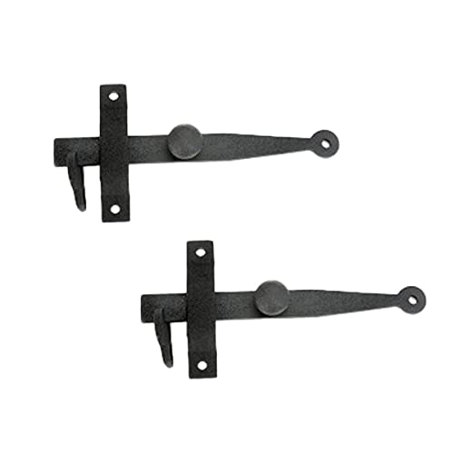 Black Cast Iron Gate Latch Bar Catch 6 in. Long Authentic Colonial Design with Knob Lever Right Or Left Mount Rust Resistant Lock with Mounting Hardware Renovators Supply Manufacturing Pack of 2 - color: 6" Knob Lever, size: Pack of 2