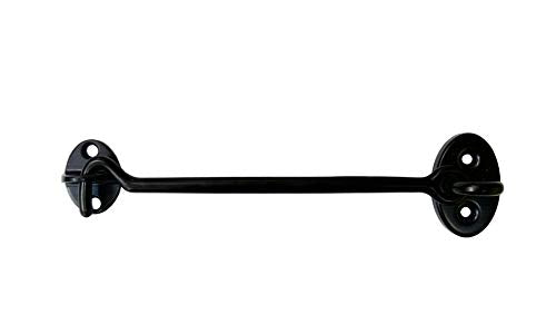 Heavier Duty Brass Door Hook Latch & Eye, 6", Matte Black, Made in Taiwan, 1 Pack - color: Matte Black, size: 1 Pack (6")
