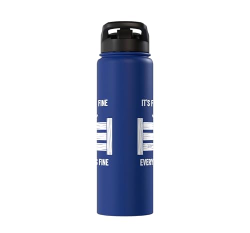It's Fine I'm Fine Everything's Fine Goat Farm Mom Funny Kid Stainless Steel Insulated Water Bottle - color: Royal Blue