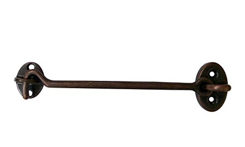 Heavier Duty Brass Door Hook Latch & Eye, 6", Antique Copper, 2 Pack, Made in Taiwan - color: Antique Copper, size: 2 Pack (6")