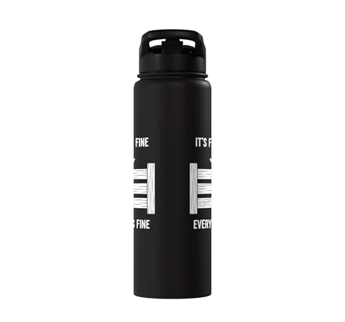 It's Fine I'm Fine Everything's Fine Goat Farm Mom Funny Kid Stainless Steel Insulated Water Bottle - color: Black
