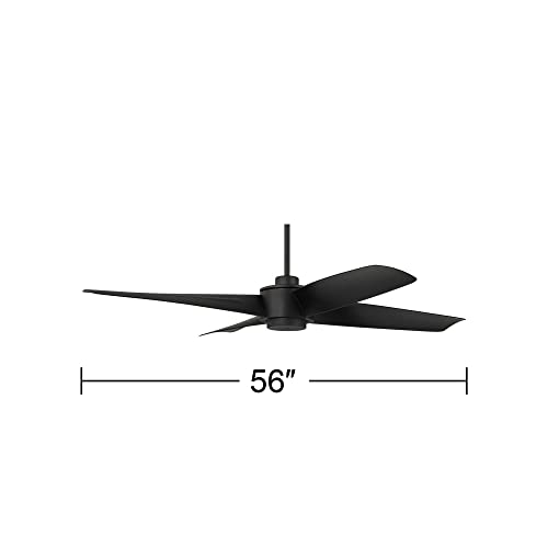 Casa Vieja 56" Grand Milano Black Damp Outdoor Ceiling Fan with Remote | Modern Industrial Style Rated for Patio Exterior House Home Porch Gazebo Garage Barn 6" Downrod - size: Includes 6" Rod