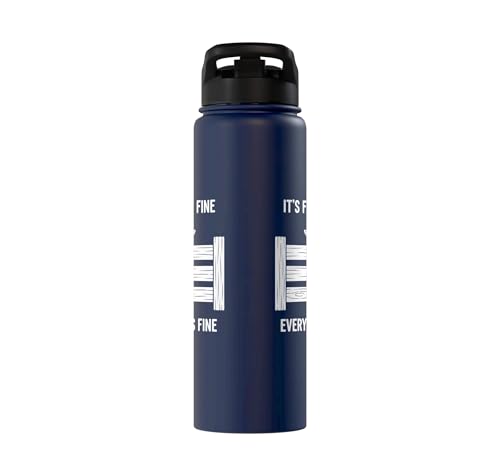 It's Fine I'm Fine Everything's Fine Goat Farm Mom Funny Kid Stainless Steel Insulated Water Bottle - color: Navy Blue