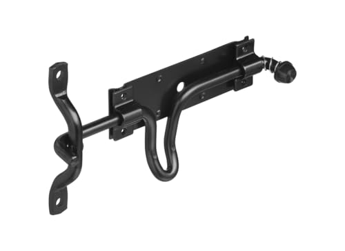 National Hardware Vinyl Gate Automatic Latch, Hot-Rolled Steel, Black | Fingertip Trip Release with Self-Locking Action; Rust-Resistant Finish Keeps Livestock Secure