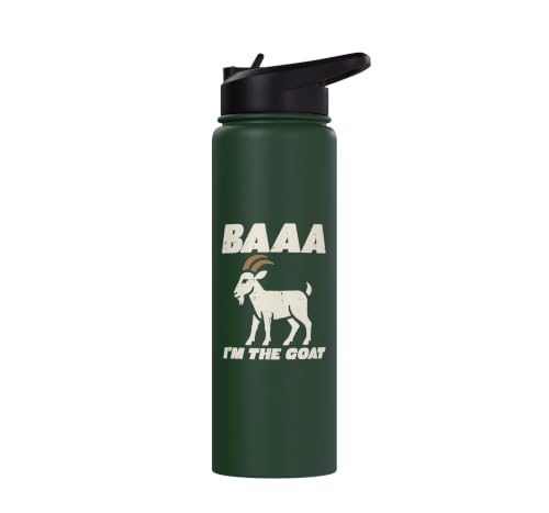 Halloween Baaa Im The Goat Funny Costume Men Women Kids Stainless Steel Insulated Water Bottle - color: Dark Green