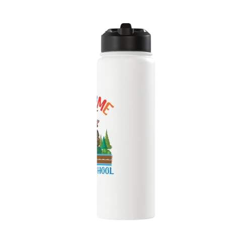 Welcome Back To School Cute Goat Student Boys Girls Kids Stainless Steel Insulated Water Bottle - color: White