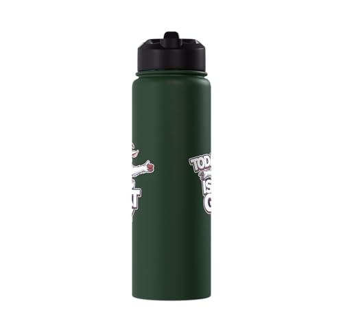 Childrens Today is a Goat Day Design | Kids Goat Stainless Steel Insulated Water Bottle - color: Dark Green