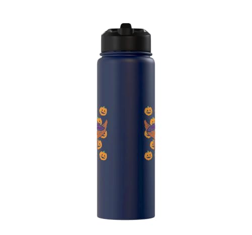 Halloween Goat Pumpkin Farm Animal Costume Men Women Kids Stainless Steel Insulated Water Bottle - color: Navy Blue