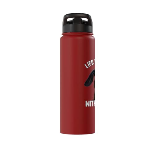 Funny Life is Better with Goats Whisperer Goat Lover Kids Stainless Steel Insulated Water Bottle - color: Red