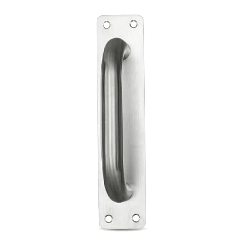 Commercial Stainless Steel Door Pull Handles, 8x1.8 Inch Slim/Small Plate for Sliding Barn, Front, Back, Restaurant Doors (1)
