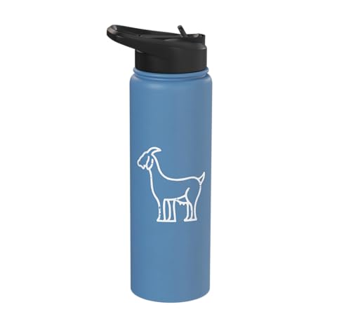 Goat Pocket Cute Farm Animal Boys Girls Kids Youth Women Men Stainless Steel Insulated Water Bottle - color: Light Blue
