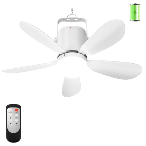 21” Ceiling Fan Light, Battery Operated Gazebo Fan Light with Remote, Portable Rechargeable Ceiling Camping Fan Light for Outside, for Tent Canopy Porch Patio Greenhouse Camping RVs Pergola - size: 21" Ceiling Fan