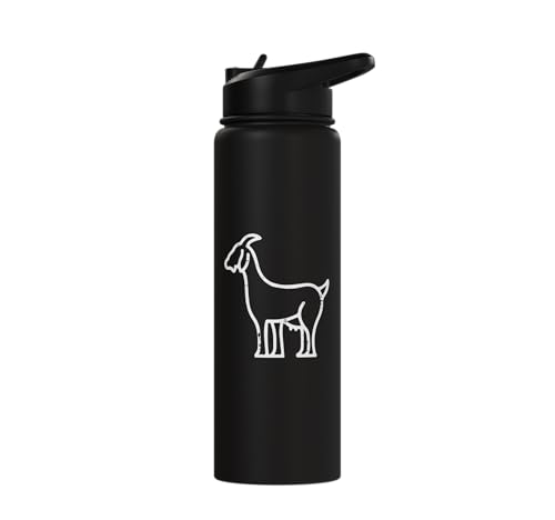 Goat Pocket Cute Farm Animal Boys Girls Kids Youth Women Men Stainless Steel Insulated Water Bottle - color: Black
