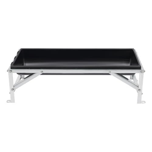40in Livestock Feed Trough, 9.25gal Pasture Feeder with Deeper Feeding Pan and Stand, Galvanized Steel Sheep Feeder Trough for Goats Sheep Deer Pigs Cows Ponies and Horses (Black) - color: Black