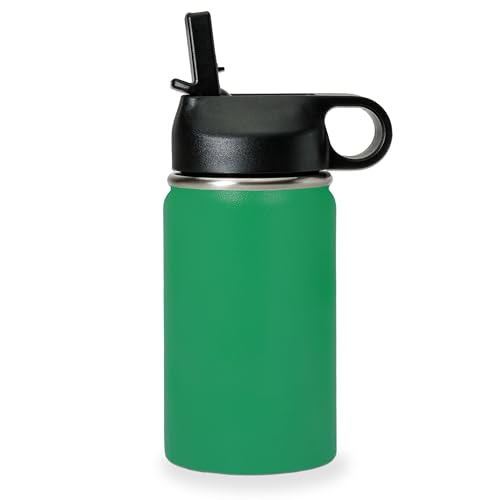 LaserGram Personalized 12oz Water Bottle, Horse (Green) | Engraved Gift, Vacuum Insulated Stainless Steel, Flip-Top Straw Lid, Laser Engraved With Your Name - color: Green, size: 12 Ounces