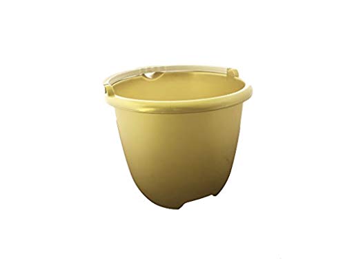 Buckets ECO-Plastic, 5 Pack Made in U.S.A. Ergonomic Bottom and handling 2,3 Gallon. Gold Color.