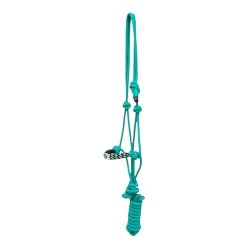 Majestic Ally Padded Beaded Nose Braided Rope Halter with 10' Matching Lead - Full (Turquoise) - color: Turquoise