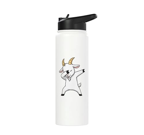 Dabbing Goat Kids Halloween Costume Cute Farm Animal Dab Stainless Steel Insulated Water Bottle - color: White