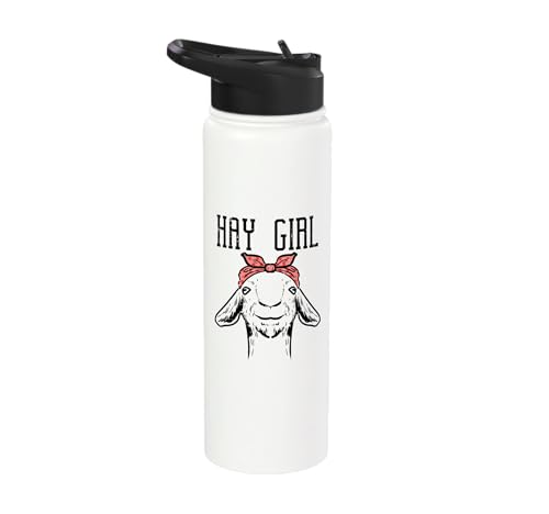 Hay Girl Goat Funny Farm Animal Girls Kids Toddler Women Stainless Steel Insulated Water Bottle - color: White
