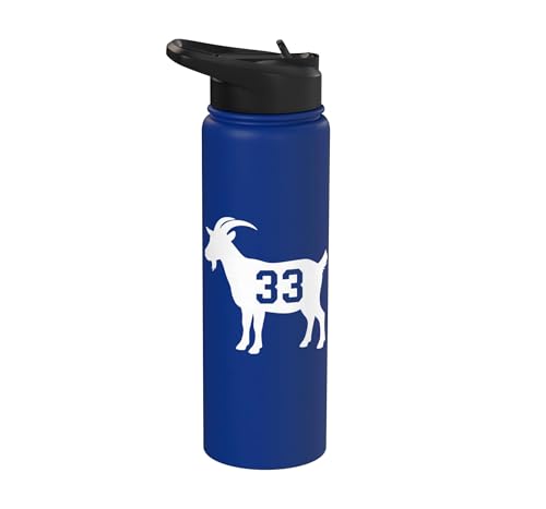 Goat 33 Kids Farm Animal Number Sports Barnyard Stainless Steel Insulated Water Bottle - color: Royal Blue