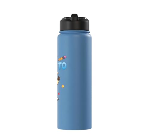 Ready To Learn Goat Student Back To School Kids Boy Girl Stainless Steel Insulated Water Bottle - color: Light Blue