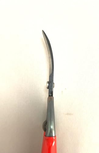 CHIKAMASA T-55CR, Professional Trimming Precise Curved Blade Scissors, Carbon Steel with razor-sharp edges, Curved Blade for precise trimming, harvesting vegetables and fruit, Black/Red