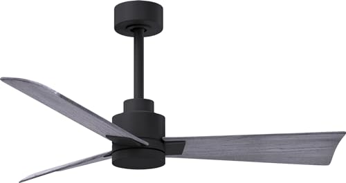 Matthews Fan Company AK-BK-BW-42 Alessandra Wet Rated 42" Ceiling Fan without Light, Remote Included, Silent DC Motor, Matte Black with Barn Wood Tone - color: Matte Black with Barn Wood Tone, size: 42-inch