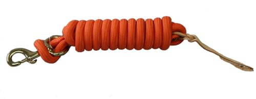 9 Ft Nylon Lead Rope, 5/8 in, Leather Popper - color: Orange