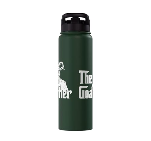 Funny Goat Gift for Men Women Kids Youth Girls Boys Mom Dad Stainless Steel Insulated Water Bottle - color: Dark Green