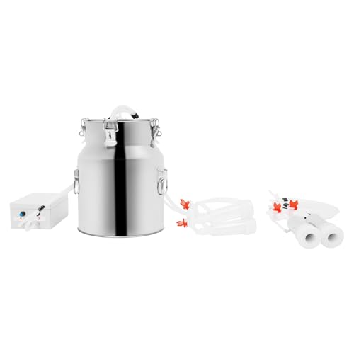 14L/3.7Gal Cow Milking Machine, 2-in-1 Electric Goat Milker Machine, Portable Pulse Vacuum Pump Milker with 304 Stainless Steel Buckets, Adjustable Suction Pulsation Vacuum (14L/ 3.7Gal) - size: 14L/ 3.7Gal