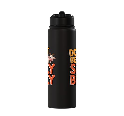 Funny Goat Kid Sheep Lamb Animal Joke Stainless Steel Insulated Water Bottle - color: Black
