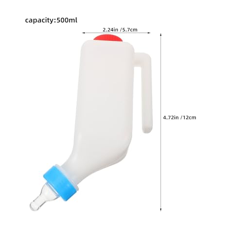 Milisten Lamb Feeding Bottles with 10 Nipples, 500ml Goat Milk Feeders with Hanging Handle, Goat Nipple and Bottles Set, Hang Upside Down Nursingbottle with Scale for Lamb Fawn Kitten Puppy - size: 12.00X5.70X5.70CM