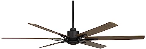 72" Expedition Matte Black Damp Rated Large Indoor Outdoor Fan with Remote | Industrial Rustic Style Light Weathered Oak for Patio Exterior House Porch Gazebo Garage Barn