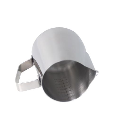 18/8 Stainless Steel Measuring Cup 20oz/600ml, Milk Frothing Pitcher with Measurement Scale for Coffee Barista, Metal Measuring Cup with Handle, Silver