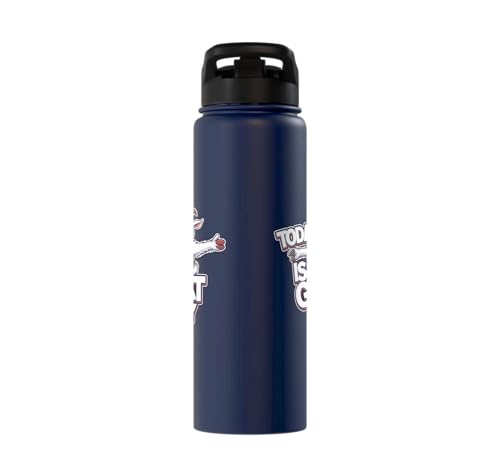 Childrens Today is a Goat Day Design | Kids Goat Stainless Steel Insulated Water Bottle - color: Navy Blue