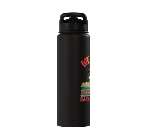 Welcome Back To School Cute Goat Student Boys Girls Kids Stainless Steel Insulated Water Bottle - color: Black