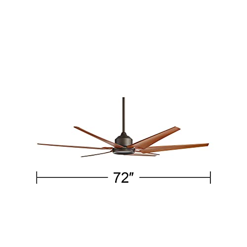 Casa Vieja 72" Power Hawk Modern Industrial Indoor Outdoor Ceiling Fan with Remote Control Oil Rubbed Bronze Painted Wood Damp Rated for Patio Exterior House Home Porch Gazebo Garage Barn