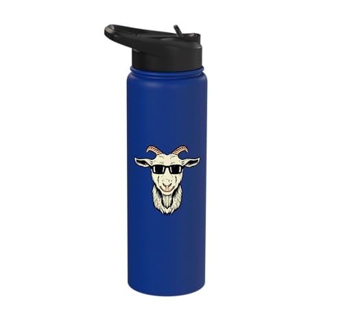 Goat Face Sunglasses Cool Farm Animal Men Boys Kids Women Stainless Steel Insulated Water Bottle - color: Royal Blue