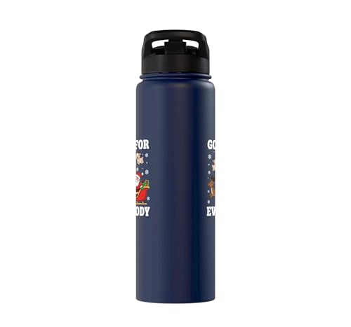 Goats For Everybody Christmas Kids Santa Reindeer Snowflake Stainless Steel Insulated Water Bottle - color: Navy Blue
